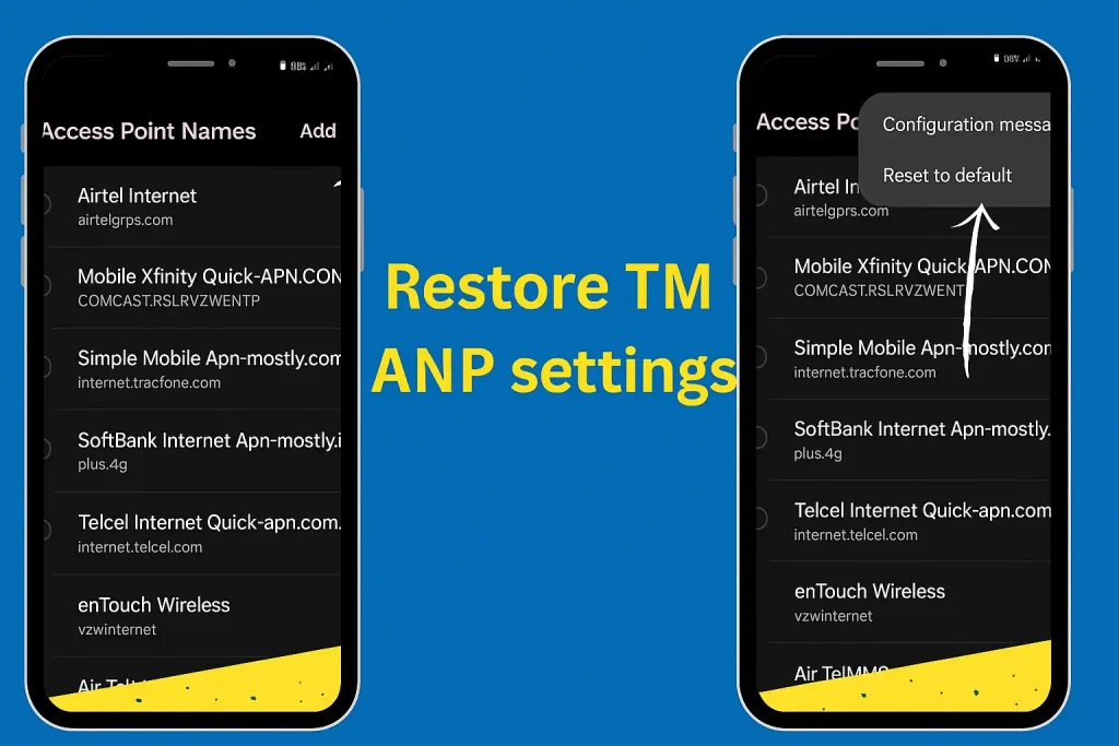 Reset TM APN Settings