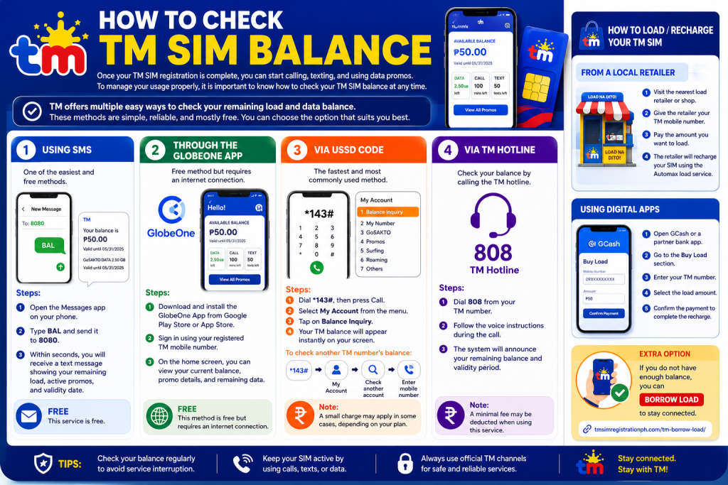 How To Check TM SIM Balance